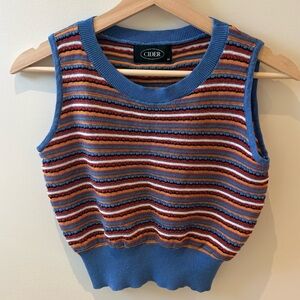 CIDER | cropped sleeveless striped knit tank top size medium